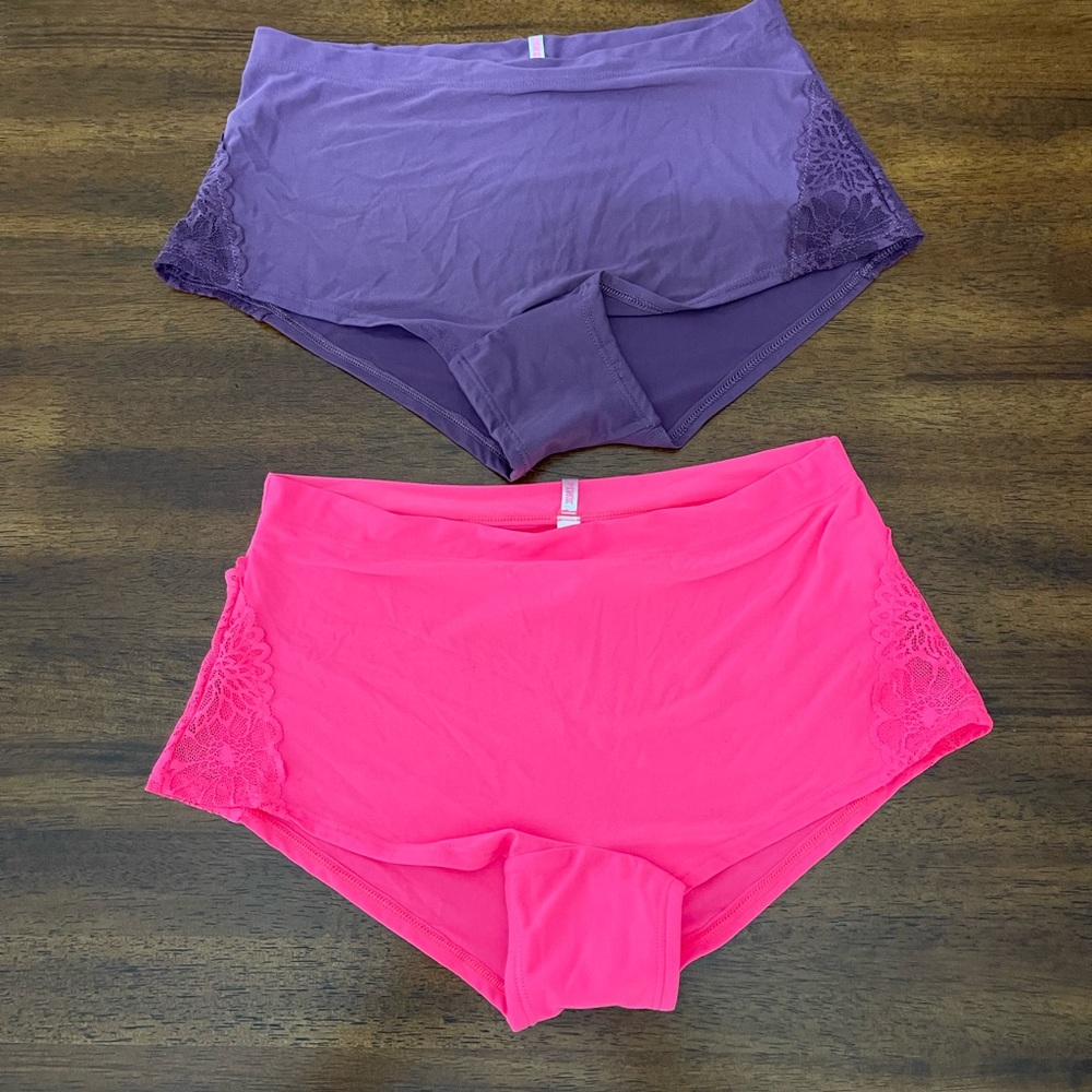 2 Victoria Secret PINK lace boyshorts Large